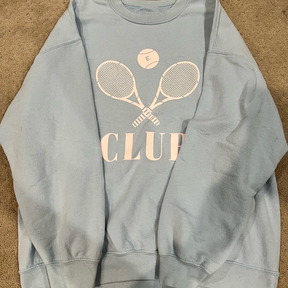Ell and Emm Sky Blue Tennis Graphic Sweatshirt